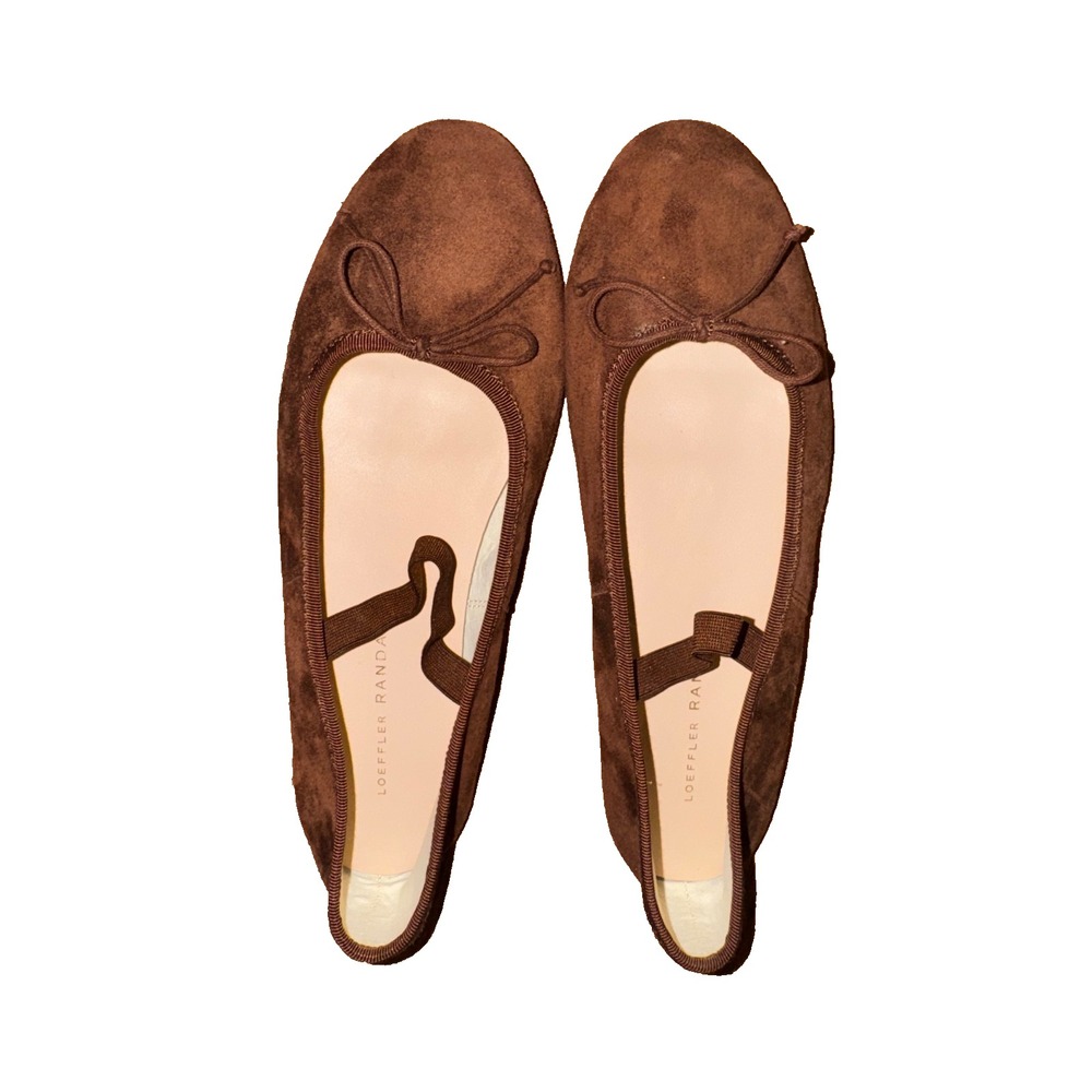Loeffler Randall Leonie Soft Bow Ballet Flats Ochre Velvet brown Size 7.5 B
